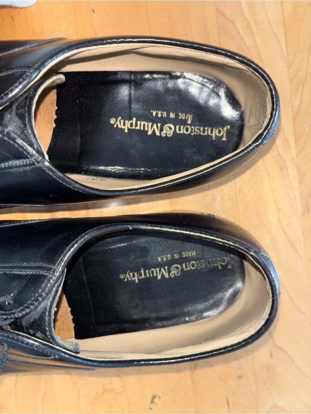 Johnston & Murphy Black Leather Cap-Toe Derby Shoes